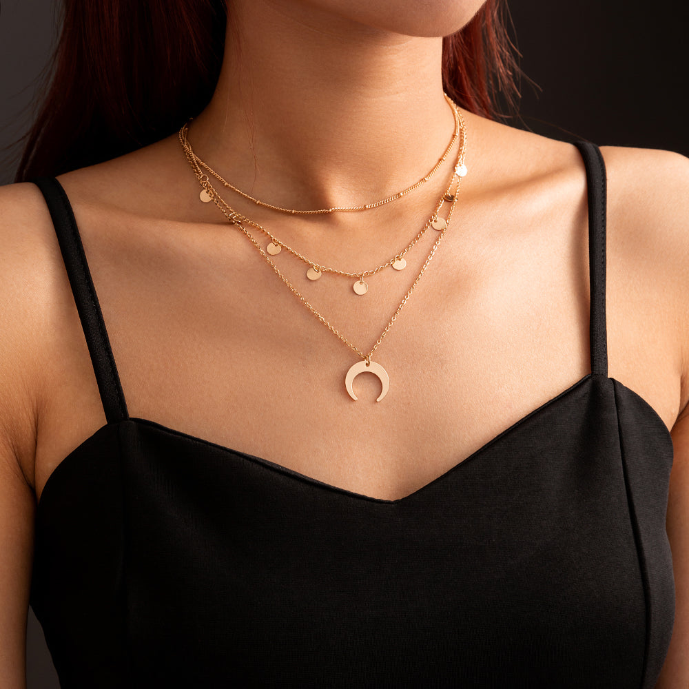 Crescent Moon Necklace Set