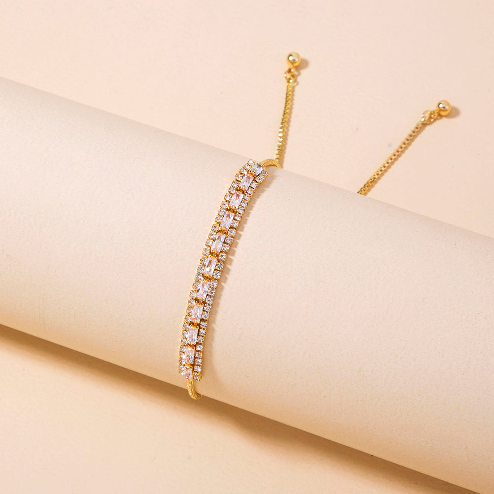 Zircon Gold Bead Bracelet